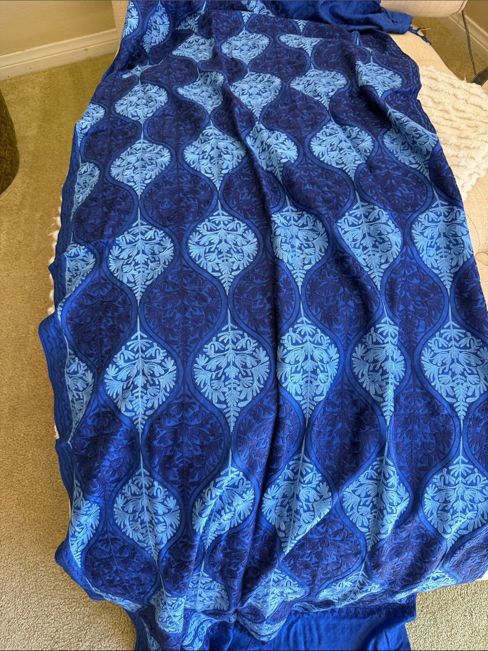 Blue Patterned Kashmiri shawl